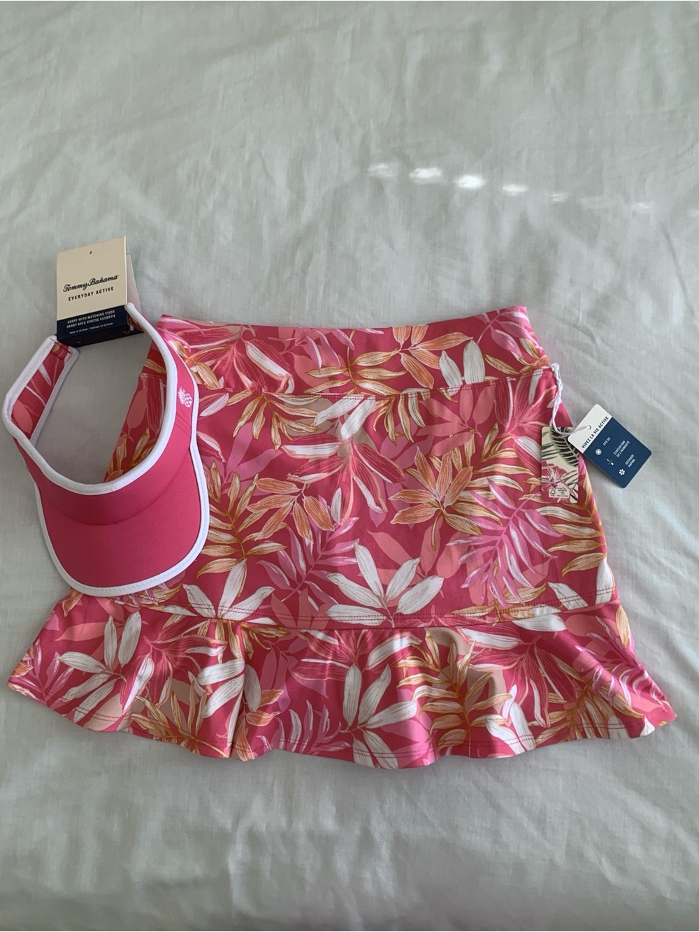 Tommy Bahama Everyday Active Pink Tropical Skort Matching Visor Set S NWT